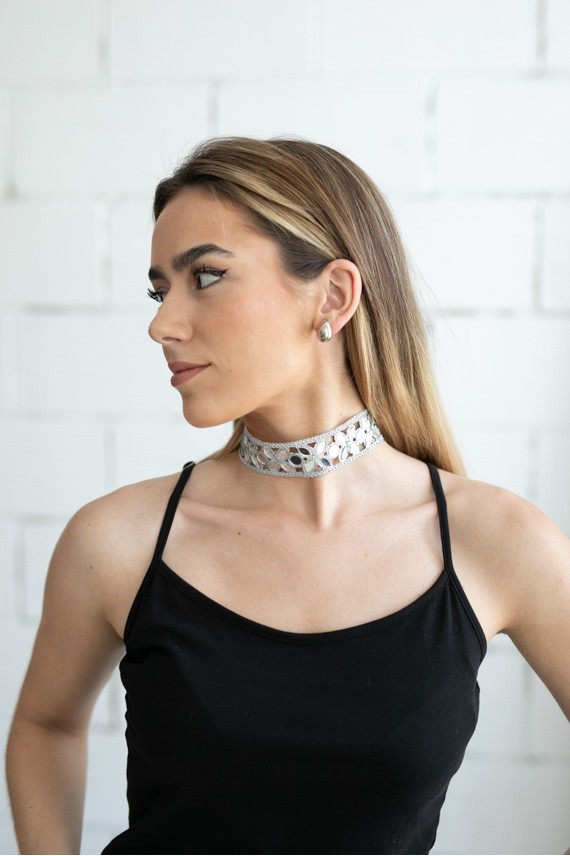 Choker Boho Plateado Pedrería Choker Boho Plateado Pedrería