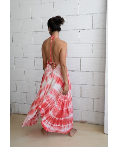 Vestido Tie Dye Espalda al Aire Rojo Vestido Tie Dye Espalda al Aire Rojo