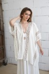 Kimono rústico algodón con bordado ajourée