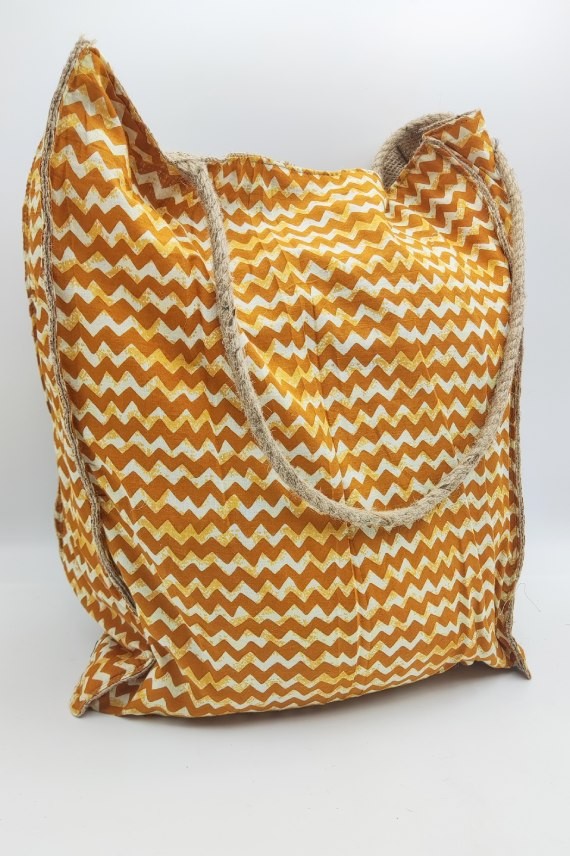 Bolso Rafia Print Mostaza Algodón Bolso Rafia Print Mostaza Algodón