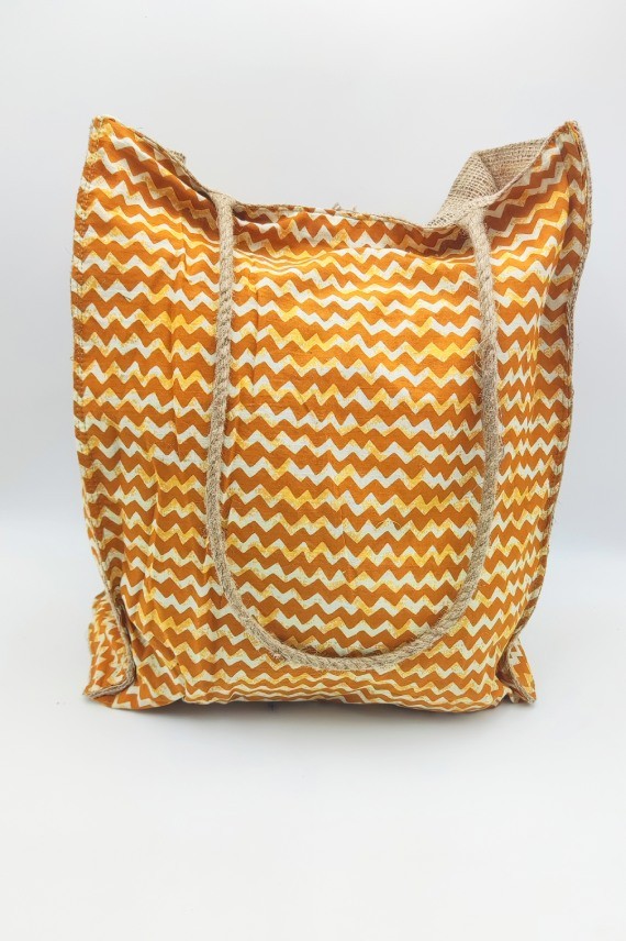 Bolso Rafia Print Mostaza Algodón Bolso Rafia Print Mostaza Algodón