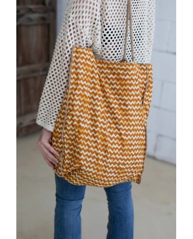 Bolso Rafia Print Mostaza Algodón Bolso Rafia Print Mostaza Algodón