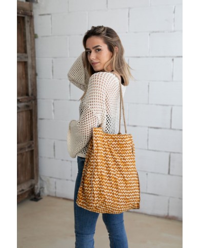 Bolso Rafia Print Mostaza Algodón Bolso Rafia Print Mostaza Algodón