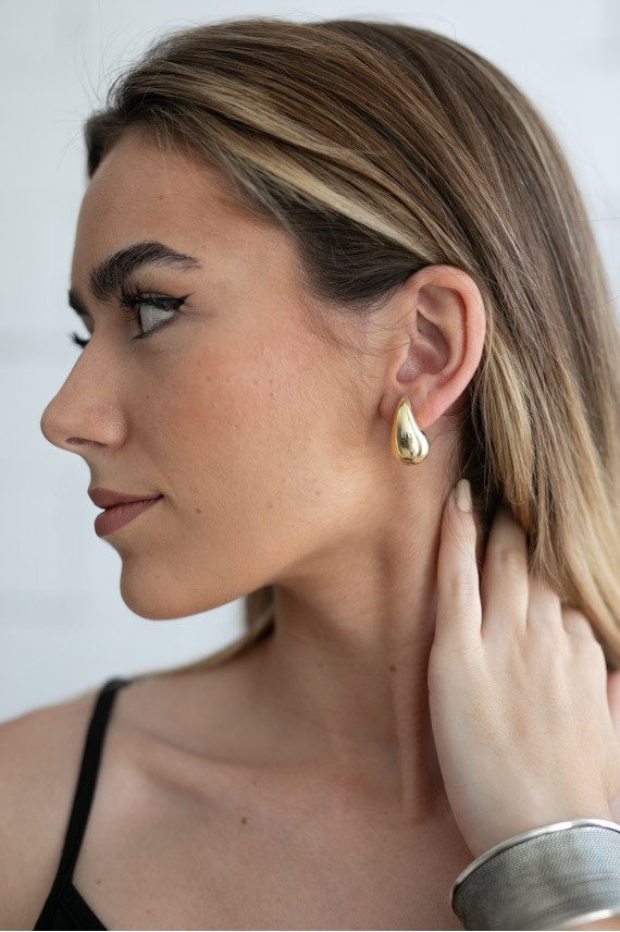 Pendientes plata Gota lisa dorada Pendientes plata Gota lisa dorada