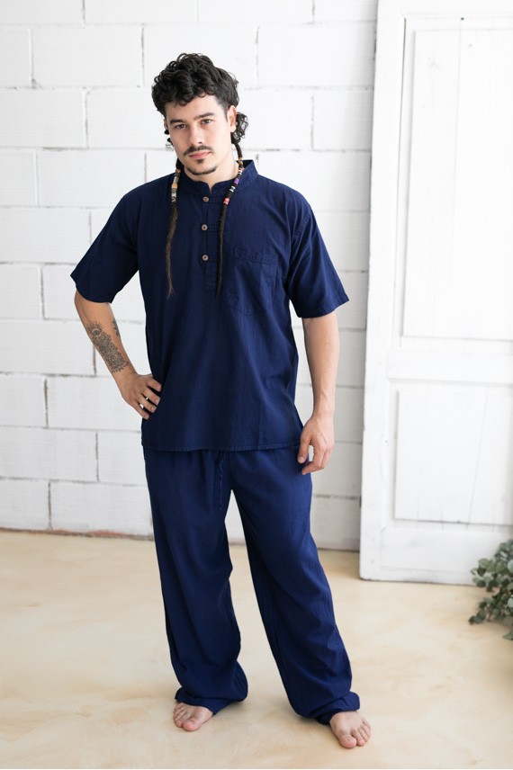 Pantalón largo unisex de tejido fino con cintura elástica y bolsillos laterales