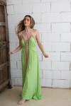 Mujer con Vestido Raye bambula Verde Mujer con Vestido Raye bambula Verde