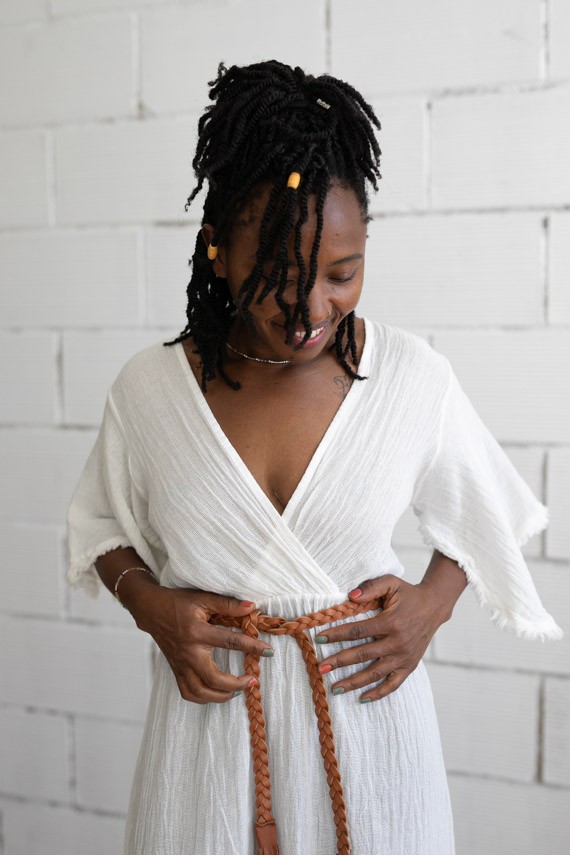 Cinturón piel trenzada Amari