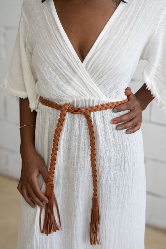 Cinturón piel trenzada Amari