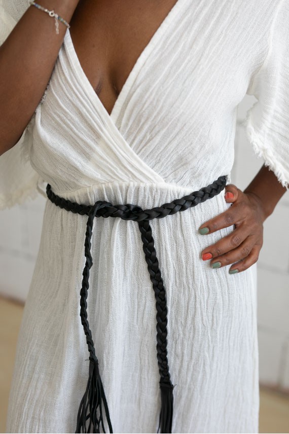 Cinturón piel trenzada Amari