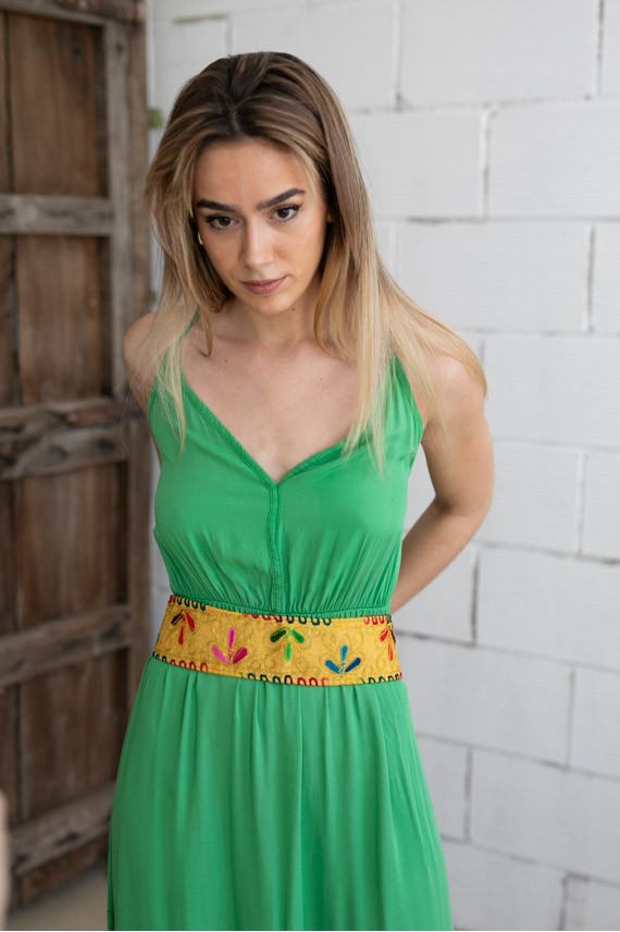 Cinturón tela bordado Oro