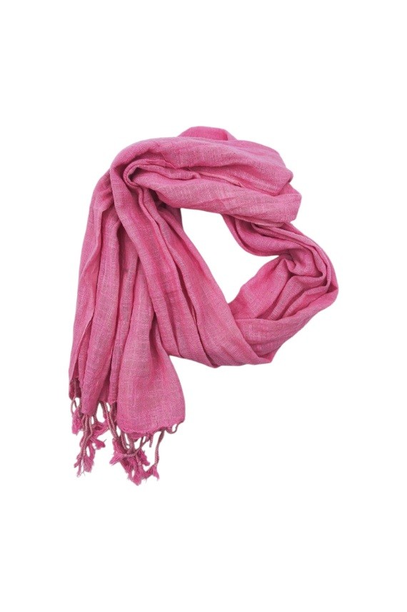 Foulard liso arrugado con flecos rosa