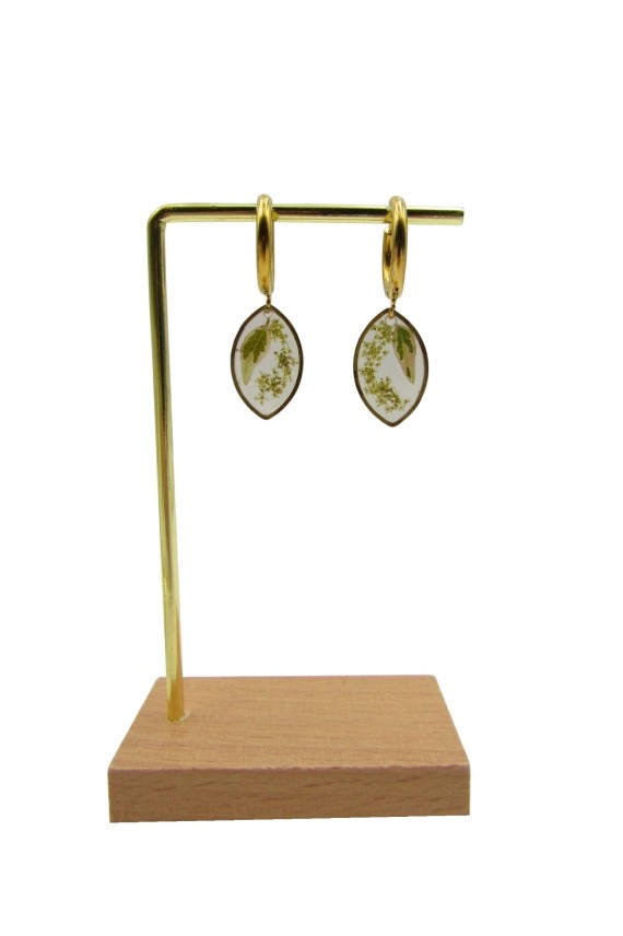 Pendientes Resina Alma Verde Flor Natural Pendientes Resina Alma Verde Flor Natural