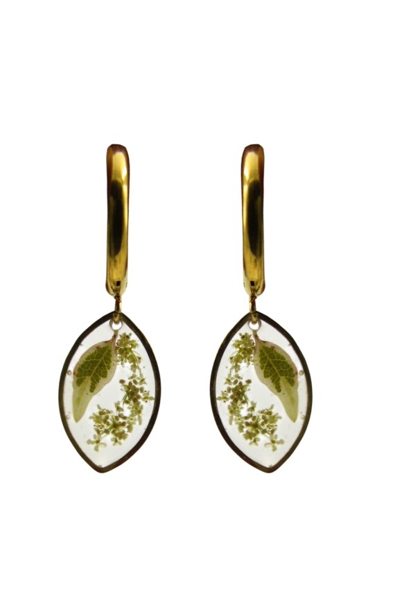 Pendientes Resina Alma Verde Flor Natural Pendientes Resina Alma Verde Flor Natural