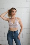 Top Halter Seda Sari aguamarina Top Halter Seda Sari aguamarina