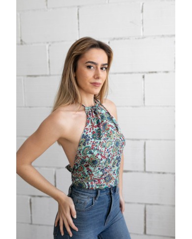 Top Halter Seda Sari azul Top Halter Seda Sari azul