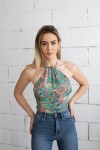 Top Halter Seda Sari aguamarina Top Halter Seda Sari aguamarina