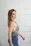 Top Halter Seda Sari aguamarina Top Halter Seda Sari aguamarina