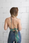 Top Halter Seda Sari aguamarina Top Halter Seda Sari aguamarina