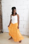 Falda Larga Velo Algodón volante sobretintada