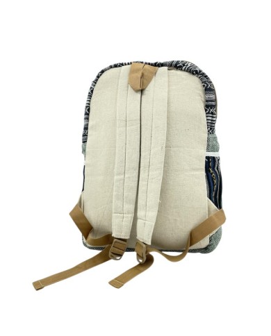 Mochila de cáñamo con símbolo de la Flor de la Vida y estampado étnico, con cierre de cremallera y asas ajustables Mochila de cáñamo con símbolo de la Flor de la Vida y estampado étnico, con cierre de cremallera y asas ajustables