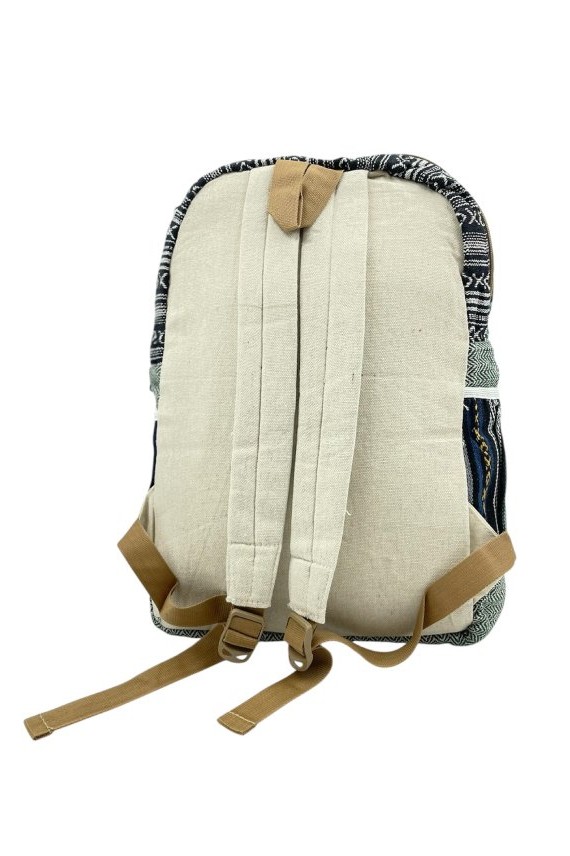 Mochila de cáñamo con símbolo de la Flor de la Vida y estampado étnico, con cierre de cremallera y asas ajustables Mochila de cáñamo con símbolo de la Flor de la Vida y estampado étnico, con cierre de cremallera y asas ajustables