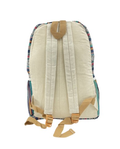 Mochila étnica artesanal con tirantes acolchados ajustables y parte trasera en algodón natural – Samarkanda Mochila étnica artesanal con tirantes acolchados ajustables y parte trasera en algodón natural – Samarkanda