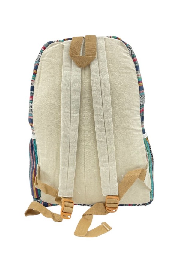 Mochila étnica artesanal con tirantes acolchados ajustables y parte trasera en algodón natural – Samarkanda Mochila étnica artesanal con tirantes acolchados ajustables y parte trasera en algodón natural – Samarkanda