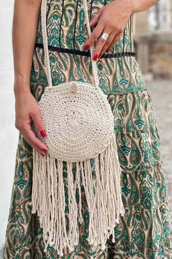Bolso Redondo Ganchillo Flecos Bolso Redondo Ganchillo Flecos