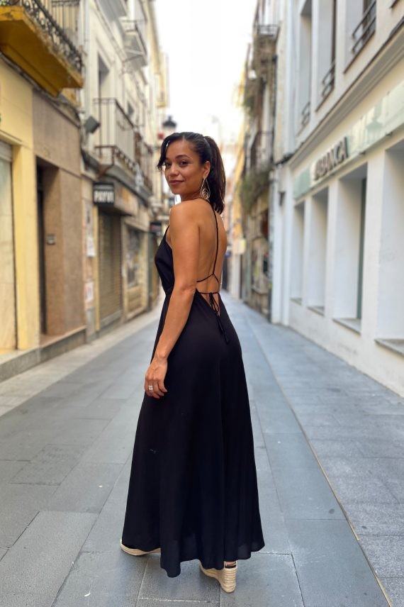 Vestido largo viscosa espalda descubierta