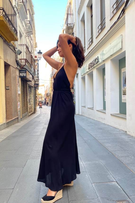 Vestido largo viscosa espalda descubierta