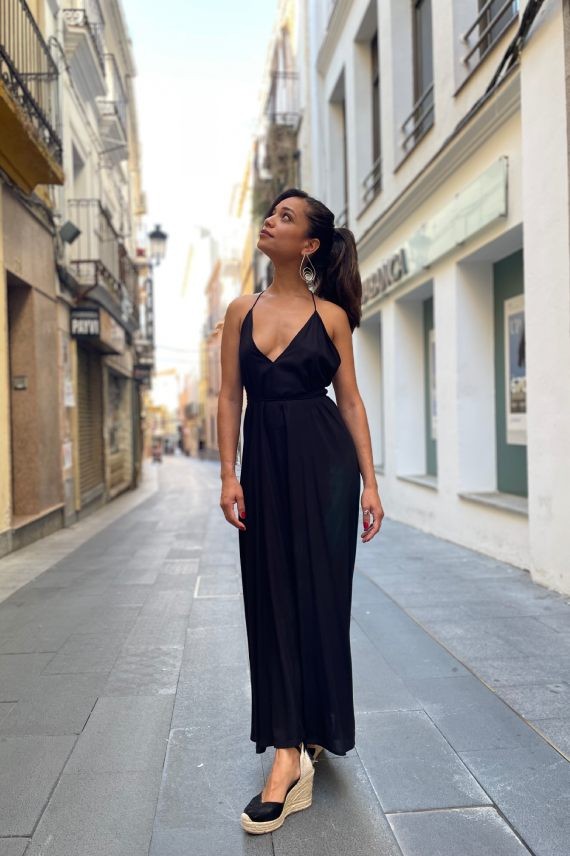 Vestido largo viscosa espalda descubierta