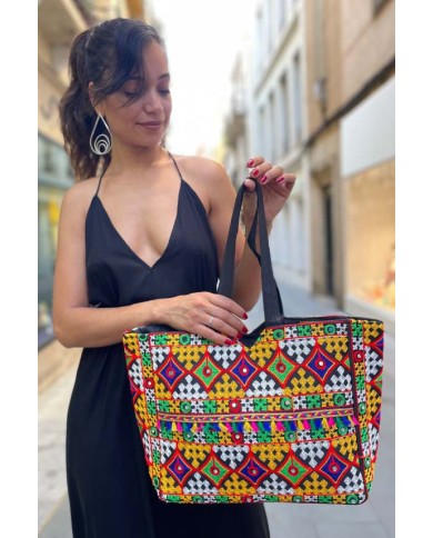Bolso Algodón Andhra Espejos Multicolor Bolso Algodón Andhra Espejos Multicolor