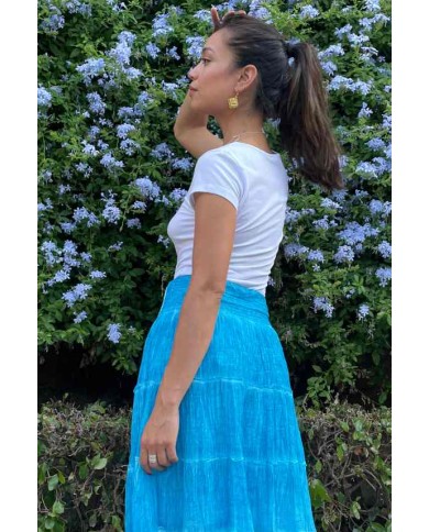 Falda Larga Velo Algodón volante sobretintada Falda Larga Velo Algodón volante sobretintada