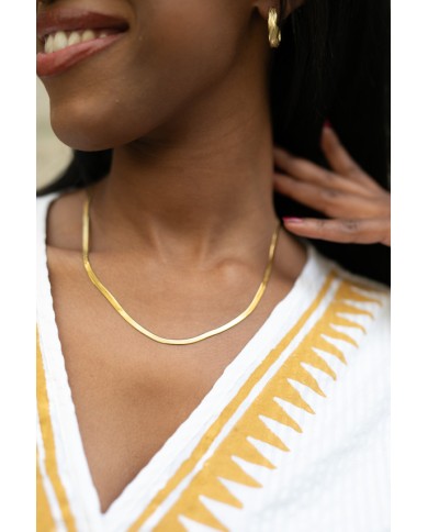 Collar plano acero dorado