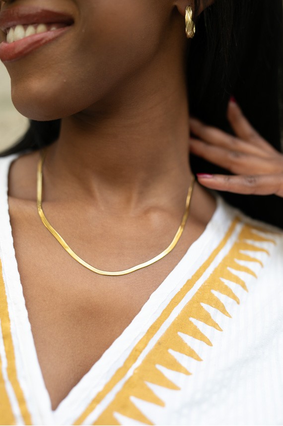 Collar plano acero dorado Collar plano acero dorado