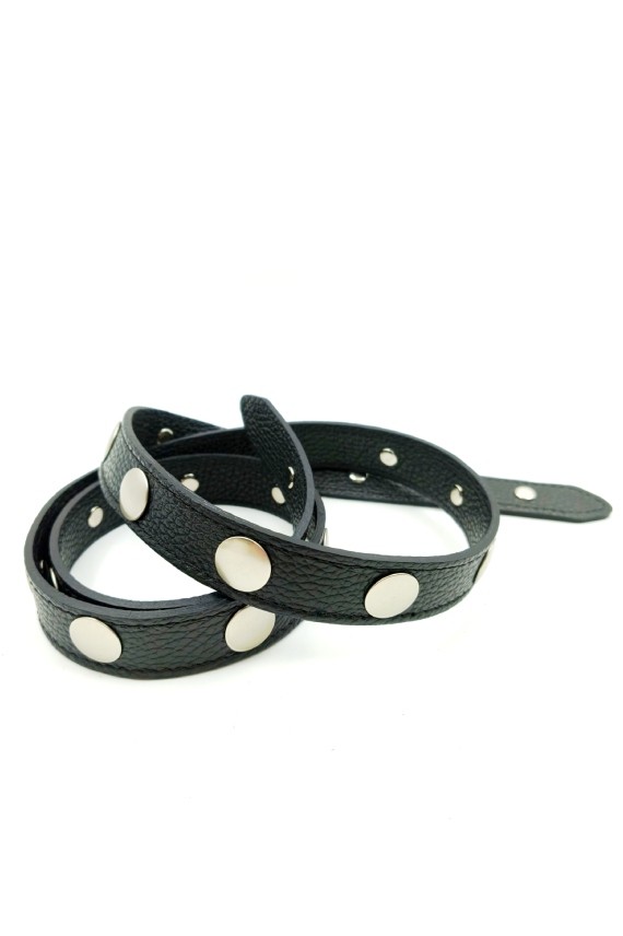 Cinturón lazo de piel con tachuelas metálicas Samarkanda