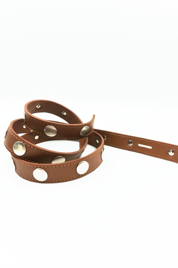 Cinturón lazo de piel con tachuelas metálicas Samarkanda