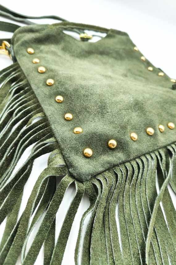 Bolso de piel de ante con tachuelas y flecos Samarkanda Bolso de piel de ante con tachuelas y flecos Samarkanda