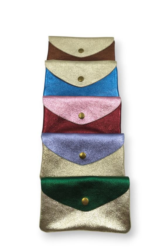 Monedero de piel en patch de colores con acabado brillante Samarkanda