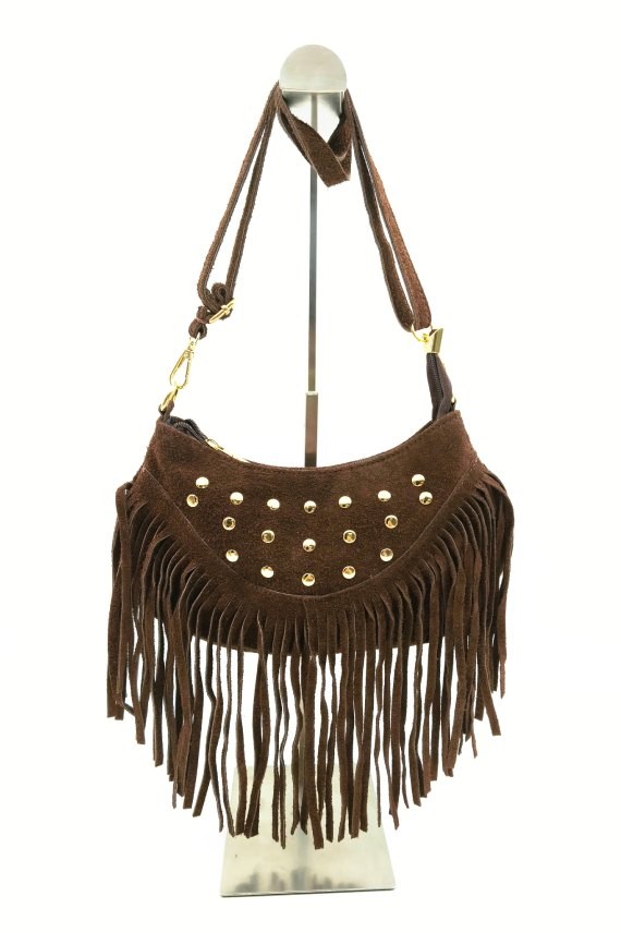 Bolso media luna en piel de ante con asa regulable Samarkanda Bolso media luna en piel de ante con asa regulable Samarkanda