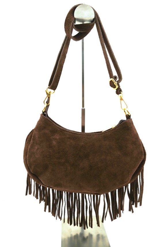 Bolso media luna en piel de ante con asa regulable Samarkanda Bolso media luna en piel de ante con asa regulable Samarkanda