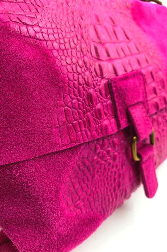 Bolso bandolera de piel de ante con relieve serpiente Samarkanda Bolso bandolera de piel de ante con relieve serpiente Samarkanda