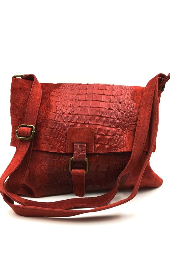 Bolso bandolera de piel de ante con relieve serpiente Samarkanda Bolso bandolera de piel de ante con relieve serpiente Samarkanda