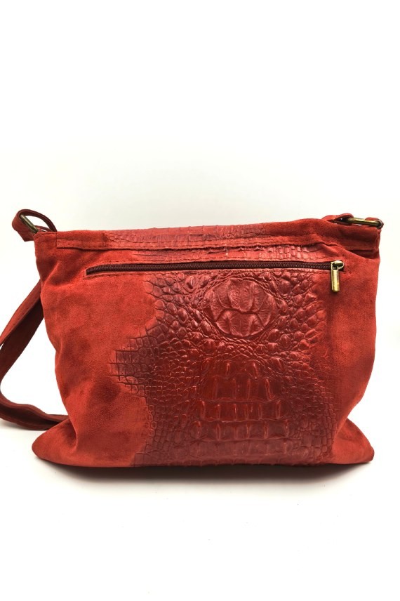 Bolso bandolera de piel de ante con relieve serpiente Samarkanda Bolso bandolera de piel de ante con relieve serpiente Samarkanda