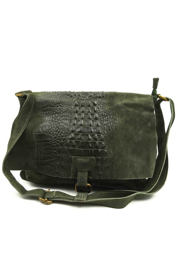 Bolso bandolera de piel de ante con relieve serpiente Samarkanda Bolso bandolera de piel de ante con relieve serpiente Samarkanda