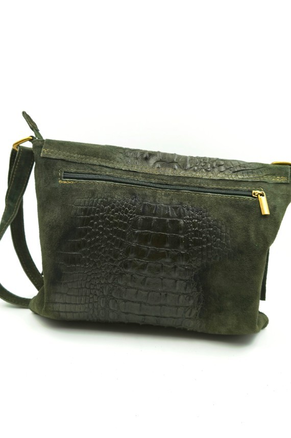Bolso bandolera de piel de ante con relieve serpiente Samarkanda Bolso bandolera de piel de ante con relieve serpiente Samarkanda