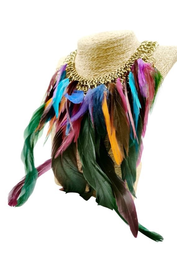 Collar Cadena y Plumas Multicolor Shuar Collar Cadena y Plumas Multicolor Shuar