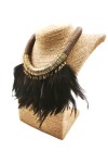 Collar Cordón Marrón y Plumas Siux