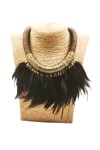 Collar Cordón Marrón y Plumas Siux