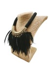 Collar Cordón Negro y Plumas Siux